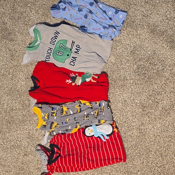 Carters Boys Zip Up Pajamas LOT SIZE 5 - Picture 1 of 15